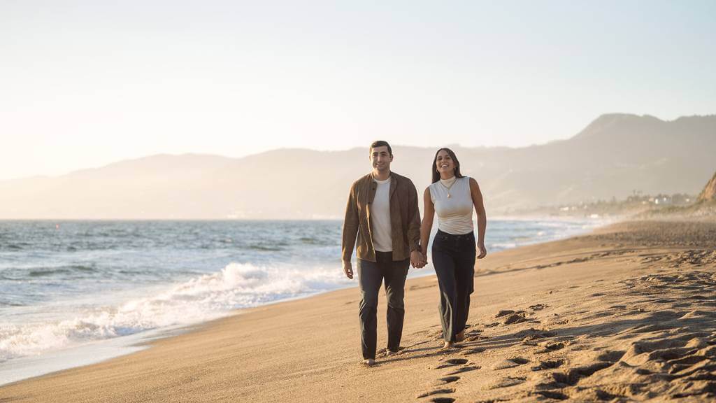 romantic beach walk