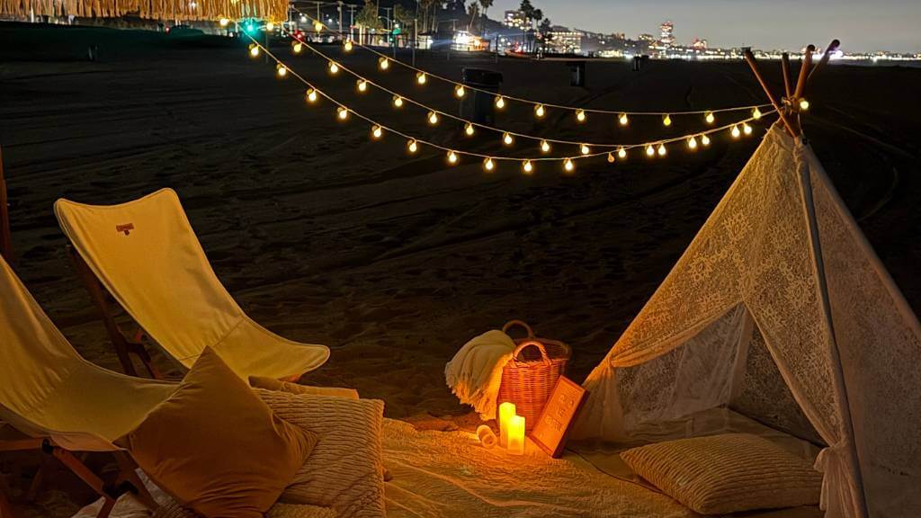 night picnic with tent
