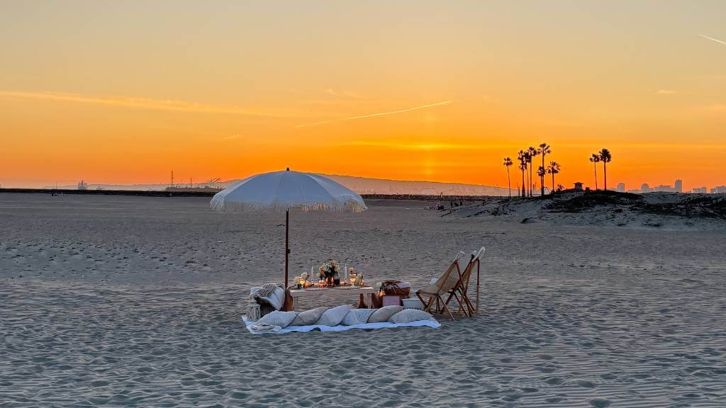 night picnic at the beach