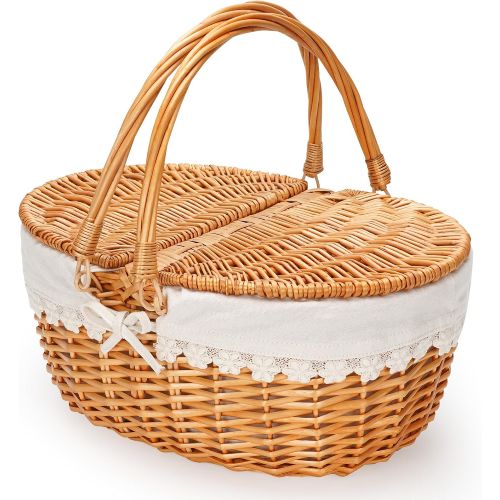 ZORMY Wicker Picnic Basket with Removable Liner
