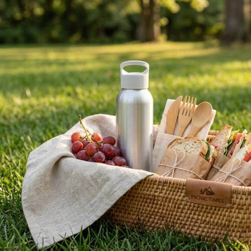 aluminum bottle in picnic basket