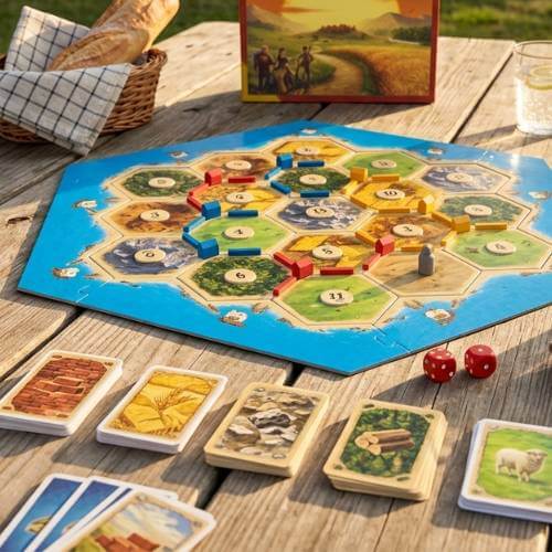 catan board game picnic table setup